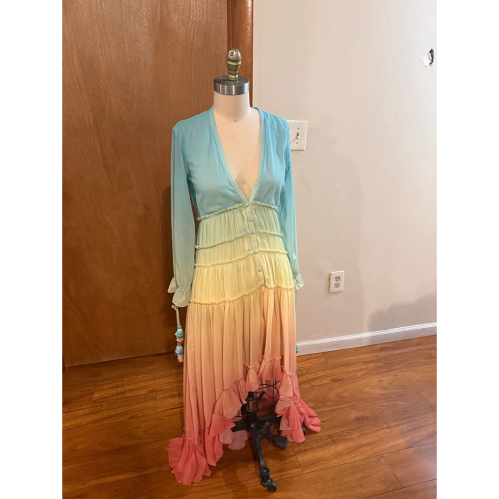 Women's ROCOCO SAND Ombre Maxi Dress XS Blue Pink - Picture 1 of 9